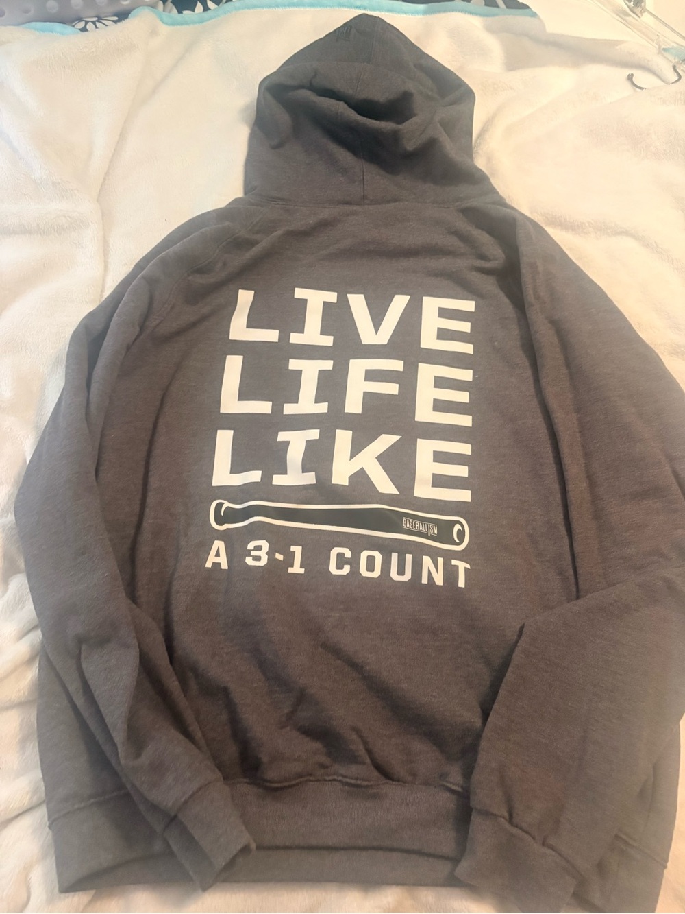Baseballism  Charcoal Gray Graphic Hoodie - "Live Life Like"